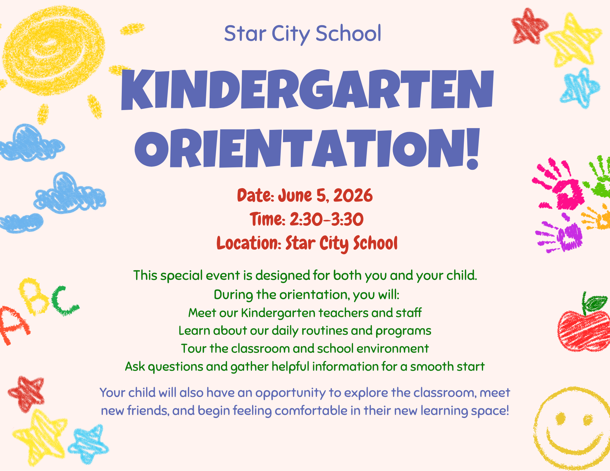 Kindergarten 2026/27 Orientation!